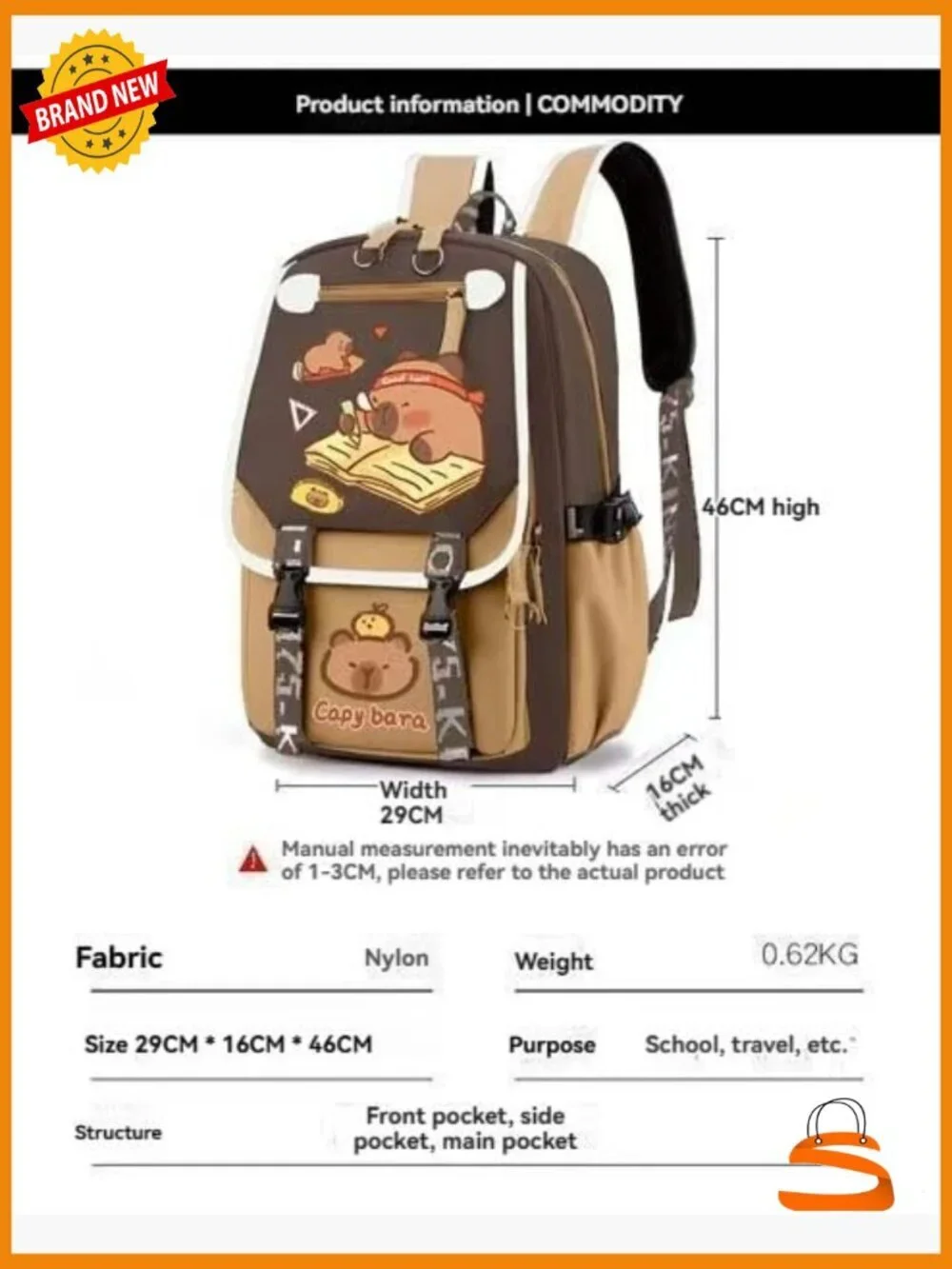 Large Capacity Waterproof Backpack with Pins and Accessories